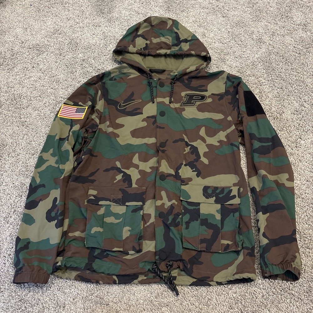 Nike University Of Purdue Boilermakers Camo Snap Up Hoodie Army USA Mens Large L